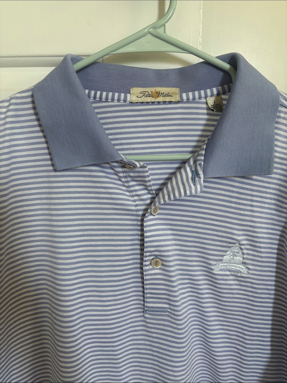Peter Millar Light Purple & White Striped Polo – Double Mercerized Cotton L
